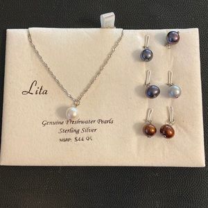 Vintage LITA Sterling Silver & Interchangeable Freshwater Pearl Necklace